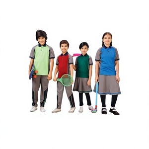 Factory Direct Supply Custom Logo School Uniforms Sportswear <b>T</b>-shirt with <b>Track</b>-pant and Skirt - Product Image 1