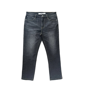 Jeans droits personnalisés pour hommes, style urbain, pour printemps-automne, 100 % coton, délavage foncé, décoration boutonnée, offre ODM - Product Image 1