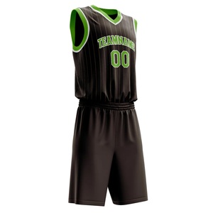 Ensemble de maillots de basketball en promotion, anti-transpiration, noir et vert, vêtements de sport, tenue d'équipe personnalisée, production OEM en usine - Product Image 3