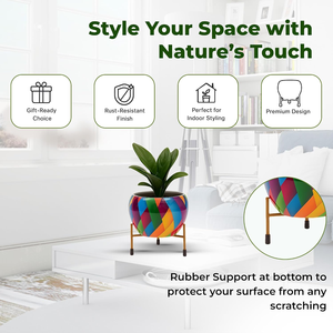 Maceta de Metal con Forma de Flor Natural, con Soporte de Hierro, Maceta Decorativa para Plantas de Interior y Exterior, Suculentas, Hogar, Jardín, Balcón - Product Image 4