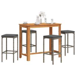 Ensemble de bar de jardin en bois d'acacia massif gris avec housses amovibles standard - Product Image 1