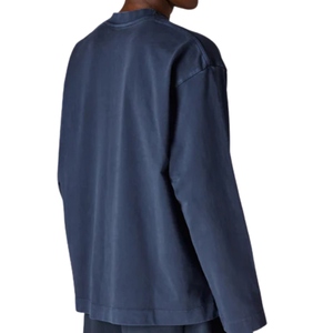 T-shirt à manches longues pour homme, bleu marine, col rond, coton, décontracté, streetwear, tendance, look vintage doux - Product Image 5