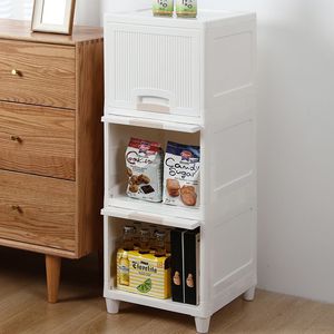 Mobiletto portaoggetti in plastica a 3 ripiani con 2 cassetti, organizer salvaspazio per camera da letto e bagno - Product Image 2