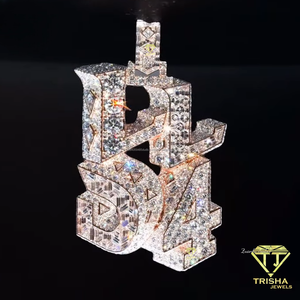 สร้อยคอจี้ตัวอักษรหลายชั้นสุดหรู ประดับเพชรโมอิสซาไนต์ ดีไซน์แบบ Iced Out สไตล์ฮิปฮอป บลิงค์บลิ้งค์ - Product Image 5