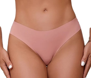 Women's High Cut High-Rise <b>Thong</b> Panties-Sexy Solid Color Lace Trim Knitted Nylon/Cotton Underwear Soft Breathable Daily Wear - Product Image 1