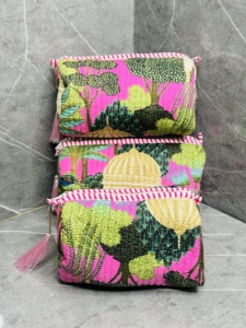 Bolsa de Aseo de Algodón Acolchado Hecha a Mano, Colorida, de 3 Piezas, con Cierre de Cremallera, Estampado Herencia, Bolsa de Maquillaje de Viaje para Mujer, Regalo - Product Image 5