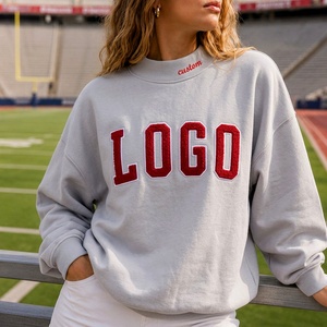 Sweat-shirt personnalisé pour femmes grandes tailles, 100% coton, col montant, broderie vintage, logo, streetwear - Product Image 5