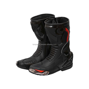 Bottes de moto mi-mollet en cuir véritable imperméables pour hommes - Style classique Racer Vintage de haute qualité, respirantes et personnalisables - Product Image 4