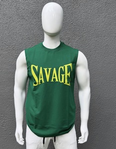 <b>Savage</b> <b>Men's</b> Sleeveless Tank Top Light Blue O-Neck Casual Muscle Shirt Plus Size Cotton Printed Front Letter Design - Product Image 4
