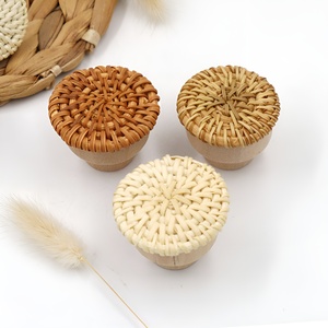Poignées en bois d'osier faites à la main pour éléments de cuisine boutons d'armoire en rotin accessoires de porte bouton de poignée de verrouillage - Product Image 6