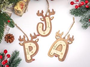 Adorno Navideño de Reno de Madera, Corte Láser, Nombre Personalizado, Decoración Festiva, Estilo Rústico, Decoración para el Hogar, Tema Invernal - Product Image 2