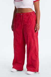 Pantalones Utilitarios Unisex OEM de Pierna Ancha con Cordón, Rojos Lavados, Estilo Casual Urbano, Proveedor de Pantalones para Hombre - Product Image 5