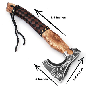 LEGACY BLADES Hachette de qualité industrielle en acier à haute teneur en carbone, fabriquée à la main, lame gravée, manche en bois personnalisé, étui en cuir - Product Image 3