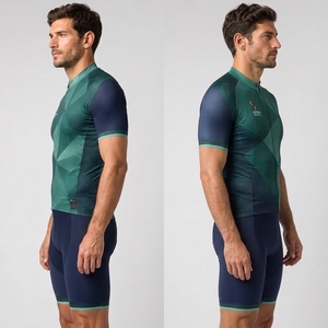 High Quality Light Weight <b>Cycling</b> Uniform Sets Plus Size Short Sleeves <b>Stand</b> Collar 100% Polyester Quick Dry Breathable All - Product Image 4