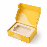 Boîte d'expédition jaune personnalisée avec insert en velours, emballage cadeau en carton ondulé pour cosmétiques, vêtements, e-commerce