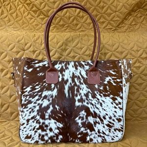 Bolso tote de cuero con pelo auténtico hecho a mano, bolso de hombro de cuero genuino, bolso de viaje vintage de gran capacidad - Product Image 4