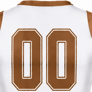 Ensemble d'uniforme de cheerleading sublimé blanc et marron sans manches, haut et jupe pour équipe sportive, tenue de sport pour entraînement, performance et compétition - Product Image 4