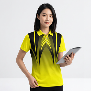 <b>Men's</b> Short Sleeve Polo Shirt Geometric Print Yellow Black Quick Dry Knitted Polyester Sporty Regular Fit - Product Image 4