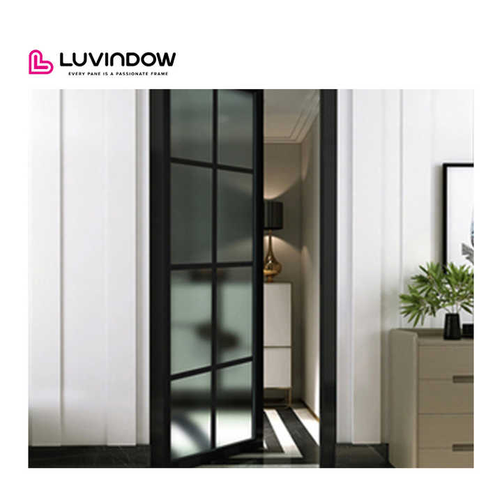 Modern Black Aluminum Frame Entrance Door - Thermal Insulation