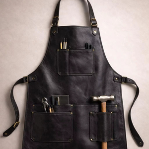 Chef <b>Kitchen</b> Workwear OEM ODM Bulk Supply High Quality Leather <b>Apron</b> with Tool Pockets LPN-0276 - Product Image 1