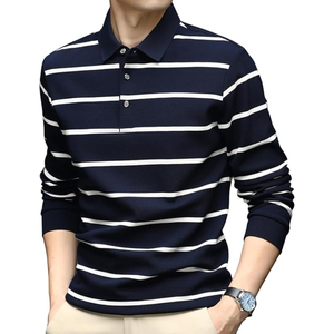 Chemise décontractée à col boutonné pour homme, rayée, à manches longues, en coton 100% respirant, tissée et délavée - Product Image 2