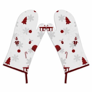 Guantes de Horno de Color Rojo y Blanco con Diseño Navideño de Calidad de Exportación para Uso en la Cocina, Guantes de Horno con Logotipo Personalizado - Product Image 5