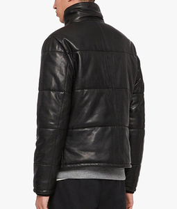 Chaqueta Acolchada de Cuero Sintético para Hombre, Tallas Grandes, Personalizada, de Alta Calidad, Impermeable, con Capucha, para Invierno, Marca Privada - Product Image 4