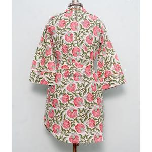 Vestido midi de algodón para mujer, con cinturón decorativo, cómodo, estampado floral vintage, línea A, ajustable en la parte delantera, para la noche/formal. - Product Image 6