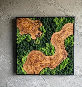 Décoration Murale en Mousse Naturelle Faite à la Main avec Cadre en Bois – Idéale pour Bureau et Salon - Product Image 6