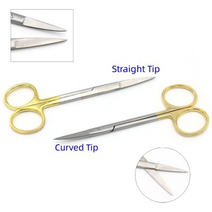 Ciseaux chirurgicaux ergonomiques AMETRINE SURGICAL à manche doré en acier inoxydable, certifiés CE Classe I, droits/courbés - Product Image 1