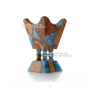 Quemador de madera Bakhoor hecho a mano de resina epoxi y madera roja soporte de incienso Mabkhara islámico para uso aromático especial de Ramadán - Product Image 2