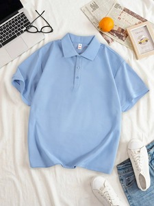<b>White</b> Embroidered Solid Jersey Knitted Short Sleeve for <b>Shirt</b> <b>Casual</b> Collared Pullover for Uniform Wear - Product Image 3