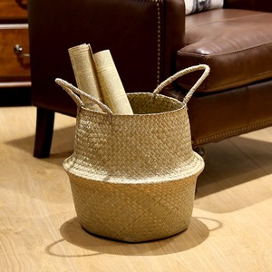 Woven Seagrass Belly <b>Basket</b> for Storage Plant Pot <b>Laundry</b> and Grocery <b>Basket</b> with Handle Wholesale Export from Vietnam Factory - Product Image 6