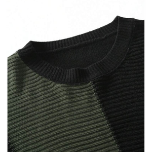 Pull en tricot côtelé à blocs de couleur pour homme (col rond coupe ajustée) - Product Image 5