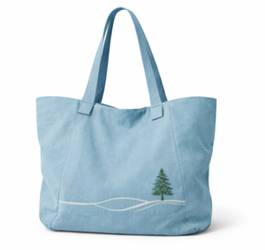 Sac fourre-tout de plage en toile bleu clair COTTON FIELD, grande taille, avec motif personnalisé, poignée d'épaule, sac de shopping, usage quotidien, voyage - Product Image 1