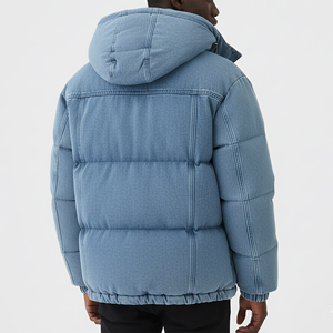 Veste matelassée unisexe en denim polyester/coton, coupe-vent et imperméable, avec capuche, pour homme, collection hiver, haute qualité, personnalisable, coupe haute - Product Image 2