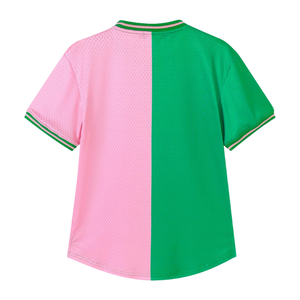   Camiseta de Béisbol Verde y Rosa de Manga Corta para Mujer, Estilo Griego, Informal, Deportiva, Prenda Premium - Product Image 2