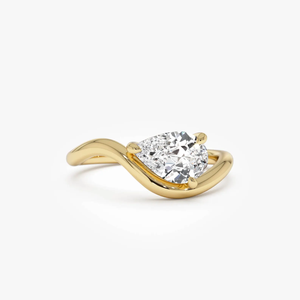 Bague de fiançailles tendance en or massif 14 carats, qualité excellente, diamant de laboratoire taille poire 1 carat, ensemble de luxe - Product Image 1