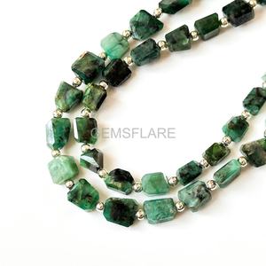 Natural Emerald Faceted Tumble Gemstone Beads Wholesale Emerald Beads For Jewelry Making Supplies 5x7MM 6x8MM Loose Nuggets - Product Image 2