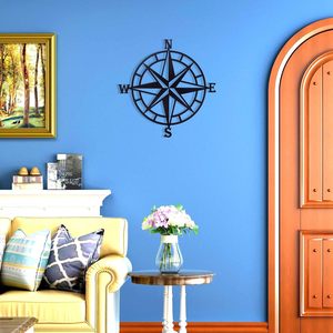 Black Metal Compass Rose Wall Art Nautical Compass <b>Star</b> Cutout <b>Hanging</b> Wall Decor for Home Living Room Bedroom Outdoor Patio - Product Image 5