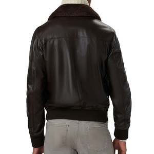 2026 Factory OEM High Quality Men's Genuine Leather Bomber Jacket Varsity Breathable Windproof Winter Zipper Closure - Product Image 3
