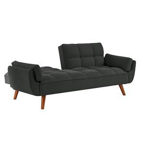 Divano Letto Futon Convertibile in Lino con Schienale Regolabile e Gambe in Legno Massello per Piccoli Spazi, Arredamento per Soggiorno - Product Image 3