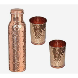 Botella de agua premium 100% de cobre puro, diseño medio martillado, a prueba de fugas, botella ayurvédica para la salud, para yoga, deportes y uso corporativo. - Product Image 6