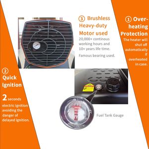 DHE135 portátil 125000BTU queroseno/calentador diésel Control de termostato protección contra sobrecalentamiento para obra construcción granja - Product Image 6
