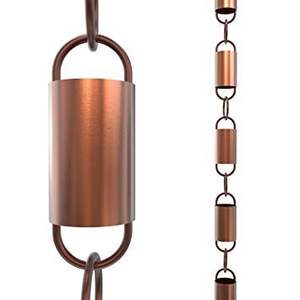 Cadena de Lluvia Moderna Minimalista de Cobre con Eslabones Cilíndricos, Adorno Contemporáneo para Drenaje de Agua en Techos de Patio - Product Image 1