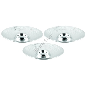 Modern Stainless Steel Hammered Serving Platter Chip & <b>Dip</b> Style - Product Image 2