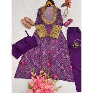 Conjunto de traje de fiesta de diseñador para mujer con estampados digitales elegante y elegante - Product Image 1