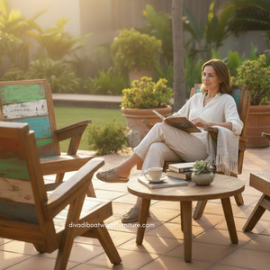 Silla Rústica Hecha a Mano con Madera de Barco Reciclada, Color Original, para Interiores y Exteriores, Muebles para Casa, Resort o Villa, Multicolor - Product Image 5