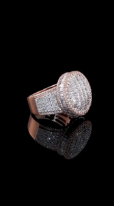 Iced Out Rose Gold Baguette <b>Ring</b> Hip Hop Statement Jewelry Diamond Look Cubic Zirconia Luxury Bling <b>Ring</b> - Product Image 4