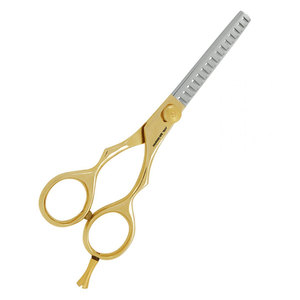 Tijeras de Peluquería Profesionales para Adelgazar el Cabello, Personalizadas, de Acero Inoxidable, Color Plata y Dorado, con Cuchilla Afilada, Diseño para Diestros - Product Image 3